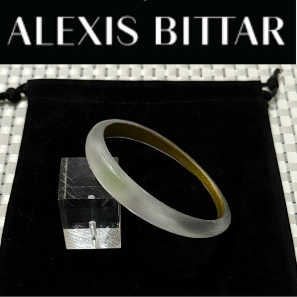 Alexis Bittar Jewelry - Alexis Bittar Hand Carved Lucite Clear White Tapered Bangle Bracelet